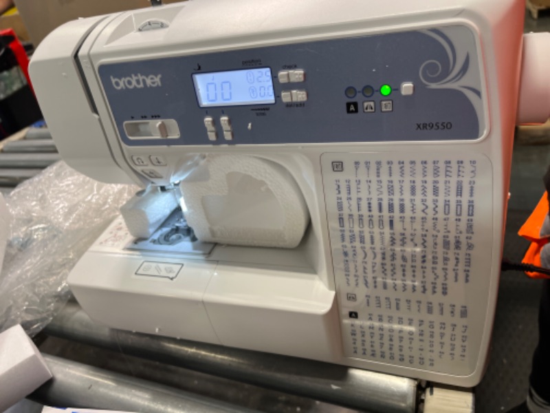 Photo 1 of Brother XR9550 Sewing and Quilting Machine, Computerized, 165 Built-in Stitches, LCD Display, Wide Table, 8 Included Presser Feet, 20x12x17, White XR9550 - New Model Machine