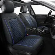 Photo 1 of AOOG Leather Car Seat Covers, Leatherette Automotive Vehicle Cushion Cover for Cars SUV Pick-up Truck, Universal Non-Slip Vehicle Cushion Cover Waterproof Protectors Interior Accessories, Front Pair FRONT PAIR BLACK&BLUE