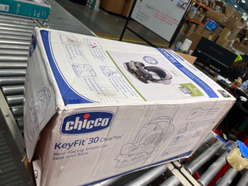 Photo 2 of Chicco KeyFit 30 ClearTex Infant Car Seat and Base, Rear-Facing Seat for Infants 4-30 lbs, Includes Infant Head and Body Support, Compatible with Chicco Strollers, Baby Travel Gear | Slate/Grey Slate KeyFit 30 with Cleartex Fabric