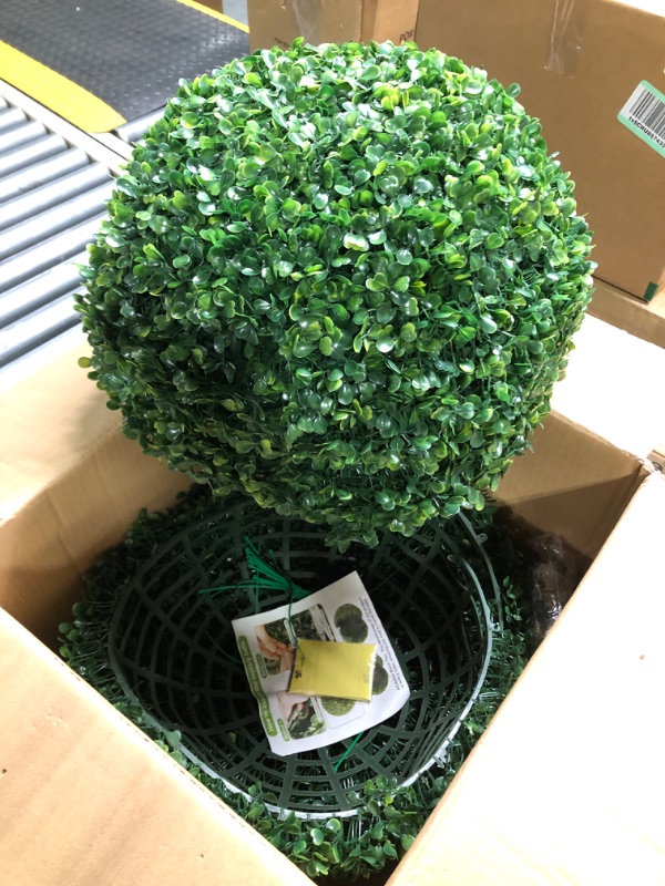 Photo 1 of AILANDA 2PCS 16'' Artificial Boxwood Topiary Ball Outdoor Faux Boxwood Balls with LED Copper Wire Light for Balcony, Patio, Garden, Backyard, Wedding, Home Decor 16inch with LED-Updated