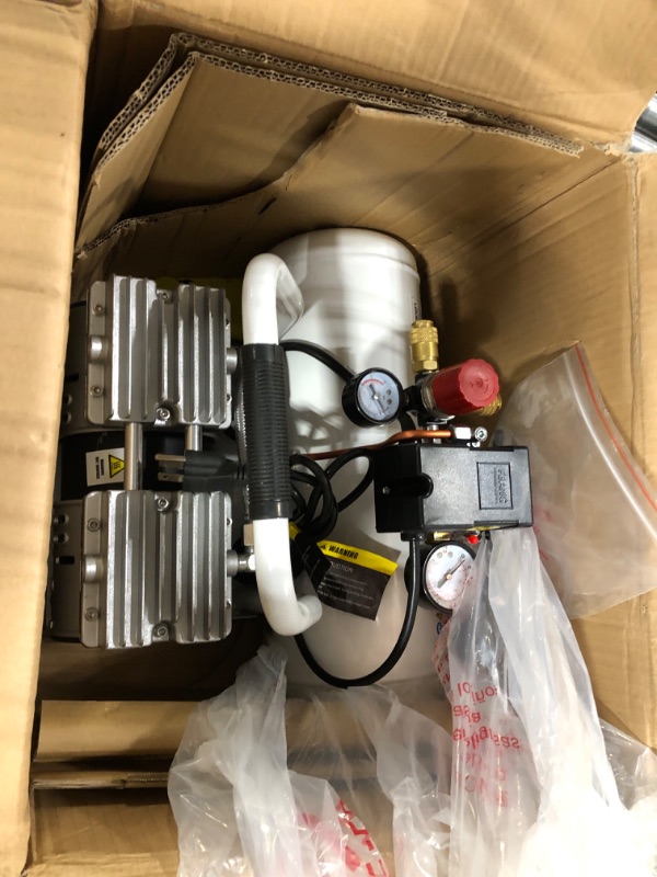 Photo 3 of Limodot Air Compressor, Ultra Quiet Air Compressor, Only 60dB, 2 Gallon Air Tank, Dual Couplers Supports Two Users, Fast 20s Recovery, Oil-Free, Ideal For Shop, Garage, Car, Pneumatic Tools 2 gal 1.5cfm@90psi