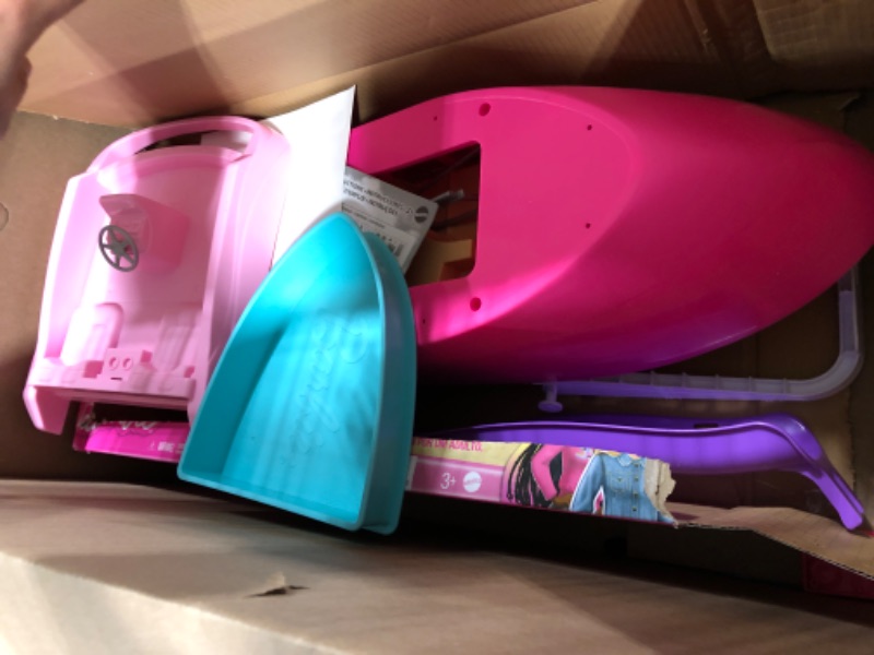 Photo 1 of Barbie Toy Boat Playset, Dream Boat with 20+ Pieces Including Pool, Slide & Dolphin, Ocean-Themed Accessories