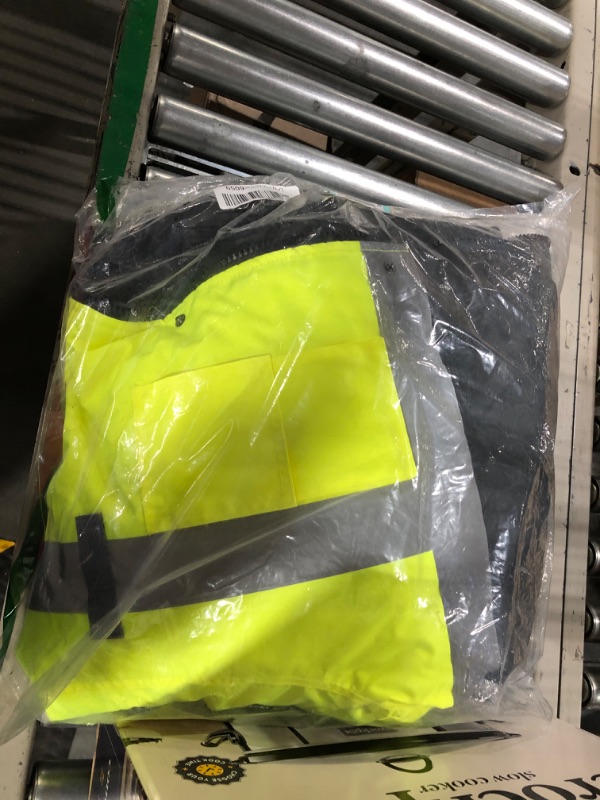 Photo 2 of Reflective Hi Vis Winter Jacket, Safety Yellow Jackets for Men, High Visibility Work Construction Jackets XX-Large Yellow