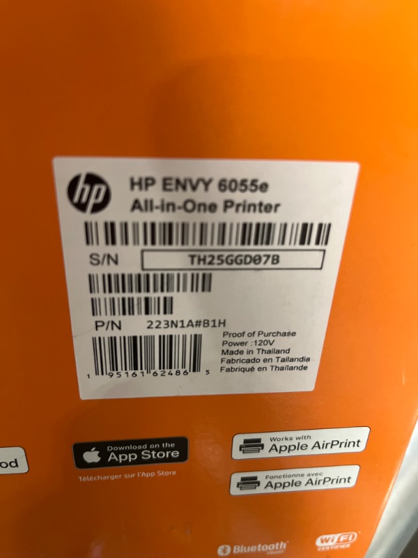 Photo 4 of HP ENVY 6055e Wireless Color Inkjet Printer, Print, scan, copy, Easy setup, Mobile printing, Best for home, Instant Ink with HP+,white New