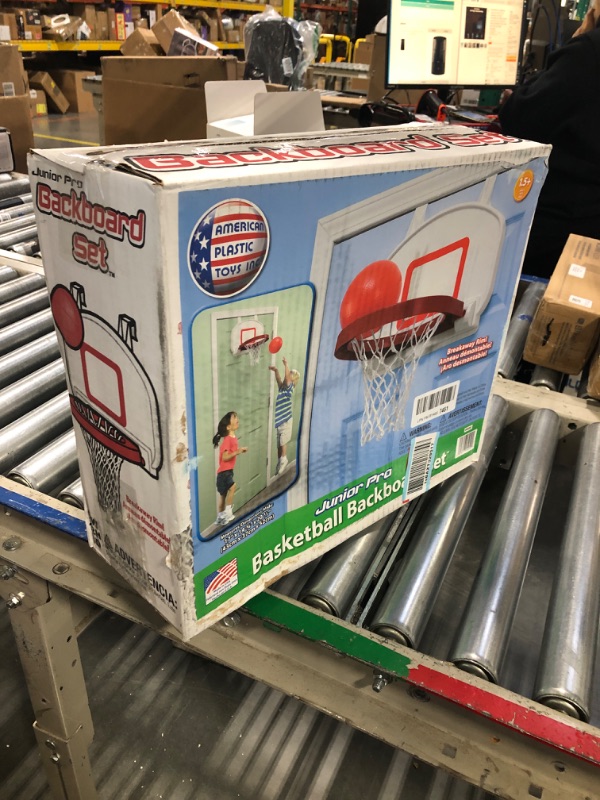 Photo 2 of American Plastic Toys Kids’ Basketball Backboard Set with Hoop and Inflatable Ball, Hooks onto Doors, Develop Hand-Eye Coordination, Motor Skills, Physical Activity, Indoor Fun, for Ages 2+