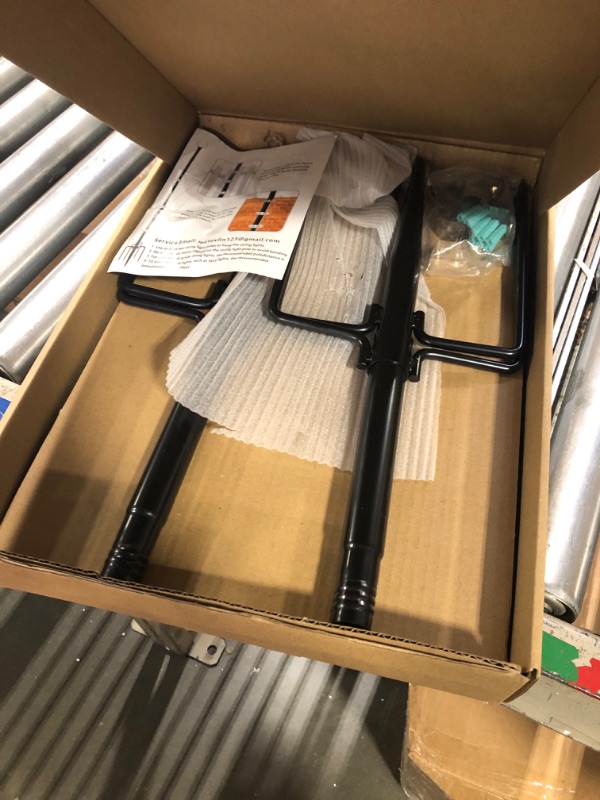 Photo 1 of Mutovlin String Light Poles,10 Ft Light Poles for Outside String Lights,Outdoor Light Poles with Fork,Fence Brackets,Base for Hanging String Lights,Metal Poles Stand for Deck Patio Backyard (2 Pack)