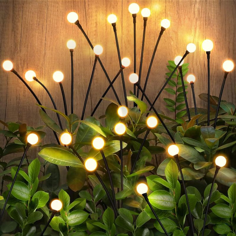 Photo 1 of Brightever Upgraded Solar Lights Outdoor Waterproof - Swaying Solar Garden Lights, Firefly Lights with Highly Flexible Copper Wires, Yard Pathway Christmas Landscape Stake Lights, 2 Packs
