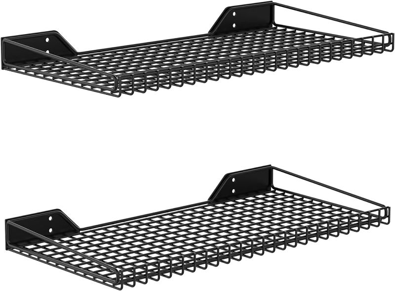 Photo 1 of 2 Pack Garage Wall Shelf, 23.5" x 12" Wall Mounted Storage Shelves for Garage, Closet, Laundry Room, Heavy Duty Wall Shelving, Holds Up to 65 Lbs(Black)