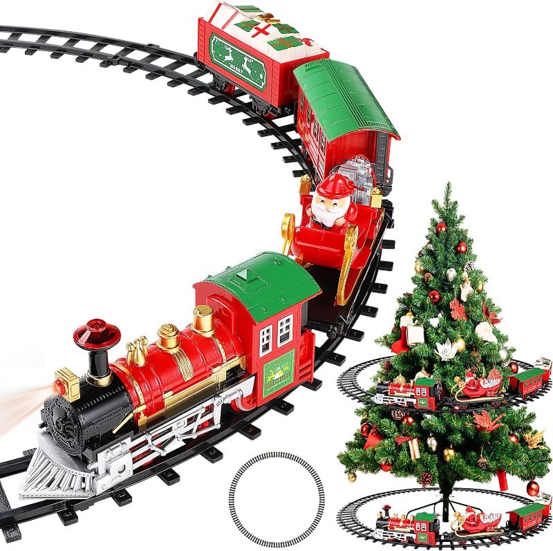 Photo 1 of **Like New**Train Set - Christmas Train Set Around & Under The Tree, Electric Train Set with Light & Sound, Battery Operated Kids Train Toys with Locomotive Engine Cars Tracks, Gift for Boys Girls