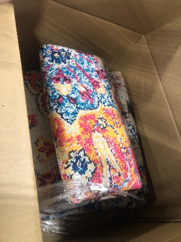 Photo 2 of *New open**Yancorp 5'x7' Boho Area Rug for Bedroom Washable Rug Vintage Carpet Living Room Non Slip Hallway Runner Rug Indoor Floor Mats Colorful Entryway Rugs,Floral Rug Floral Medallion 5'x7'