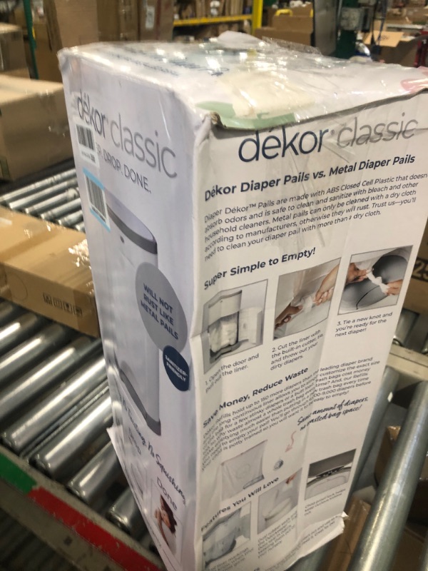 Photo 3 of **Used**Dekor Classic Hands-Free Diaper Pail | White | Easiest to Use | Just Step – Drop – Done | Doesn’t Absorb Odors | 20 Second Bag Change | Most Economical Refill System