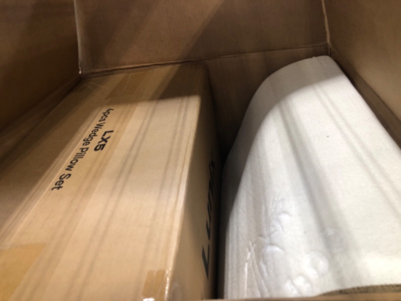 Photo 1 of *New Open**Lunix 4pcs Orthopedic Bed Wedge Pillow Set, Post Surgery Memory Foam for Back, Neck, Leg and Knee Pain Relief. Sitting Pillow, Comfortable and Adjustable Pillows Brown + 1 Replacement Cover Set Navy