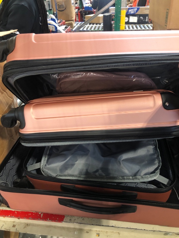 Photo 2 of **Used/Missing 1 bag**Travelers Club Midtown Hardside 4-Piece Luggage Travel Set, Rose Gold 4-Piece Set Rose Gold