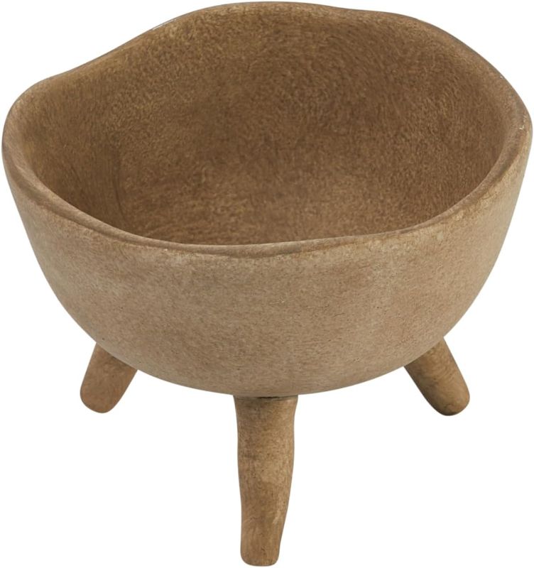 Photo 1 of **Minor Damage**Creative Co-Op Boho Terracotta Footed Planter with Organic Edge, Matte Taupe Taupe 4"