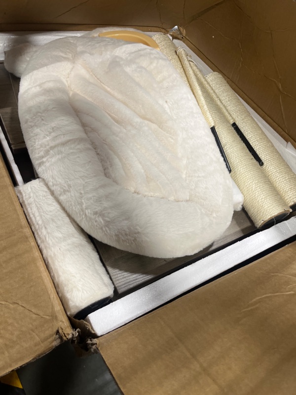 Photo 1 of Heybly Cat Tree, Wood Litter Box Enclosure with Food Station, All-in-one Indoor Cat Furniture with Large Platform and Condo, Modern Style Cat Tower, Hammock, Rustic Brown HCT102SG 22.64"L x 17.72"W x 57.09"H Rustic Gray