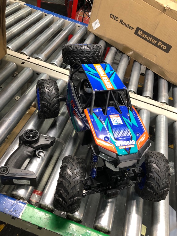 Photo 1 of DEERC DE60 Large 1:8 Scale Upgraded RC Cars Remote Control Car for Adults Boys,Off Road Monster Truck with Realistic Sound,2.4Ghz 4WD Rock Crawler Toy All Terrain Climbing,2 Batteries for 80 Min Play Classic Blue