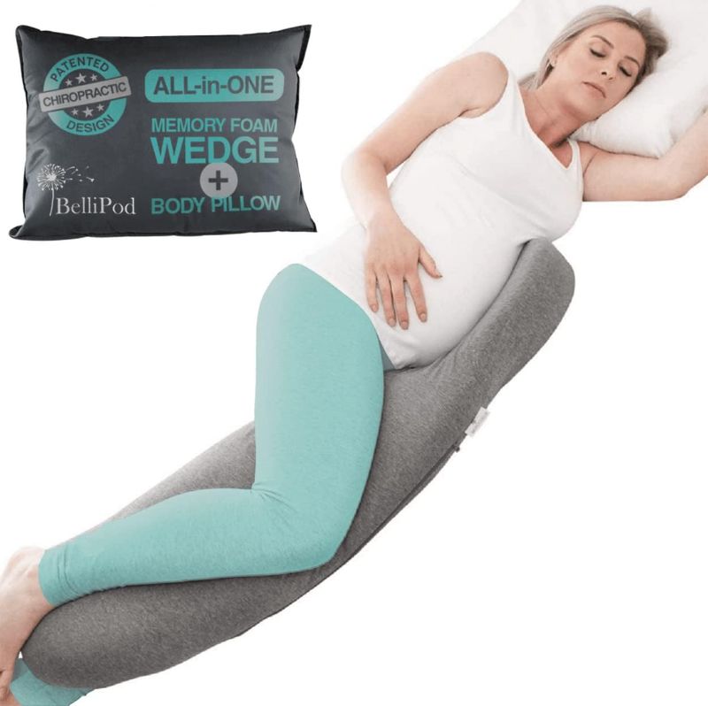 Photo 1 of 2 in 1 Pregnancy Pillows - Chiro Designed Maternity Pillow with Cotton Cover, Pregnancy Body Pillow & Pregnancy Wedge to Support Belly, Knees and Hips - Portable Full Body Pillow for Pregnant Women