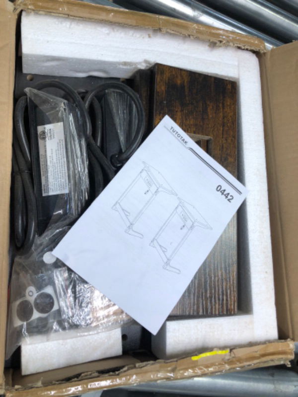 Photo 1 of TUTOTAK Set of 2 C Shaped End Table with Charging Station, Tv Tray Table with 2 USB Ports and Outlets, Couch Table, Snack Table, Sofa Side Table for Small Spaces, Living Room, Bedroom TB01BB0442 2 Brown