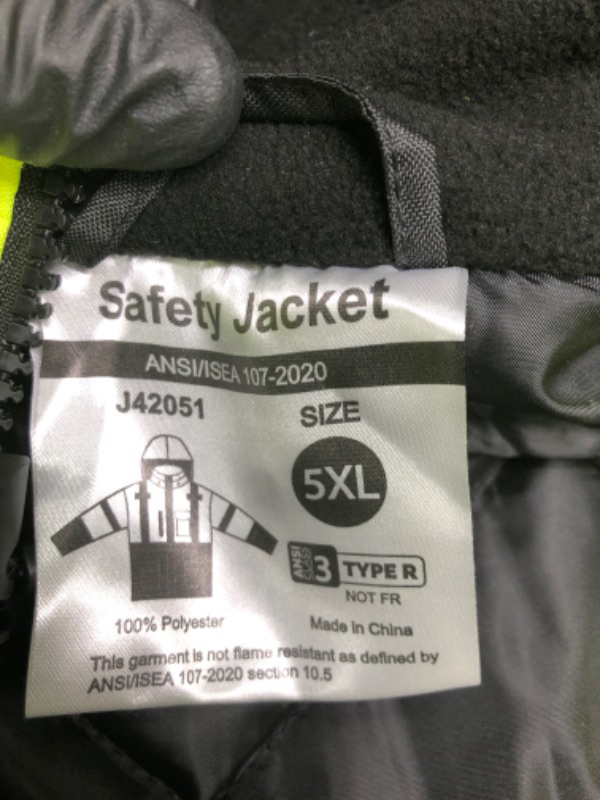 Photo 1 of safety jacket for men, Reflective high Visibility Hooded jacket, Hi-Vis Bomber Jacket with Pockets and Zipper, waterproof, Black Bottom, ANSI/ISEA 107-2020 Type R Class 3 5X-Large 