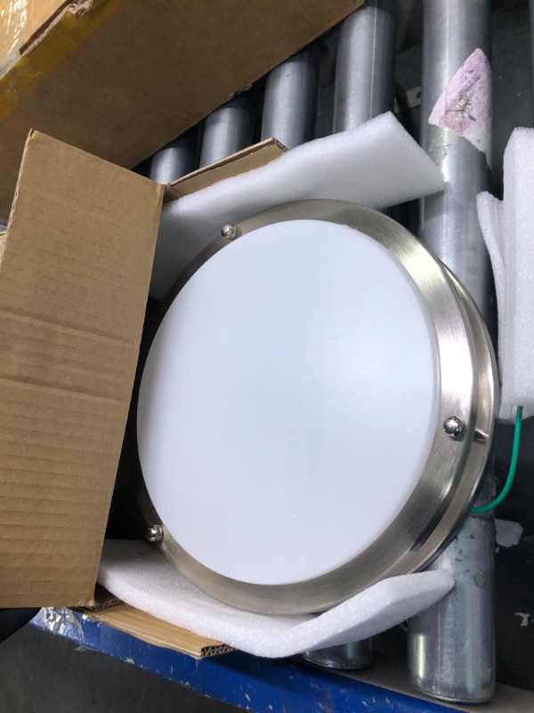 Photo 1 of hykolity 10 inch Flush Mount LED Ceiling Light Fixture, 17W 1100lm, 2700K/3000K/3500K/4000K/5000K Adjustable Ceiling Lights, Brushed Nickel Saturn Dimmable Lighting for Hallway Bathroom or Kitchen Brushed Nickel.1 10 inch