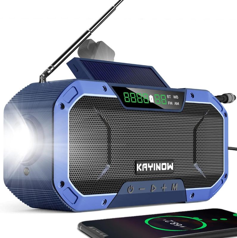 Photo 1 of Emergency Hand Crank Solar Radio Portable Digital AM FM Radio Waterproof Bluetooth Speaker NOAA Weather Radio Flashlight Cell Phone Charger 5000mAh Battery Powered,SOS,Outdoor Survival Wind up Radio
