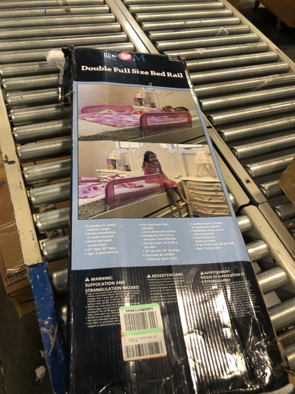 Photo 1 of Dream On Me Adjustable Mesh Bed Rail in Blue, Two Height Levels, Breathable and Durable Fabric, Lightweight and Portable Bed Rail for Toddlers, Double Pack
