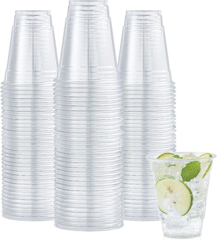 Photo 3 of **USED** Turbo Bee 100Pack 12oz Clear Plastic Cups,Disposable PET Crystal Dringking Cups,Disposable Plastic Party Cups for Ice Coffee, Smoothie, Slurpee, or Any Cold Drinks
