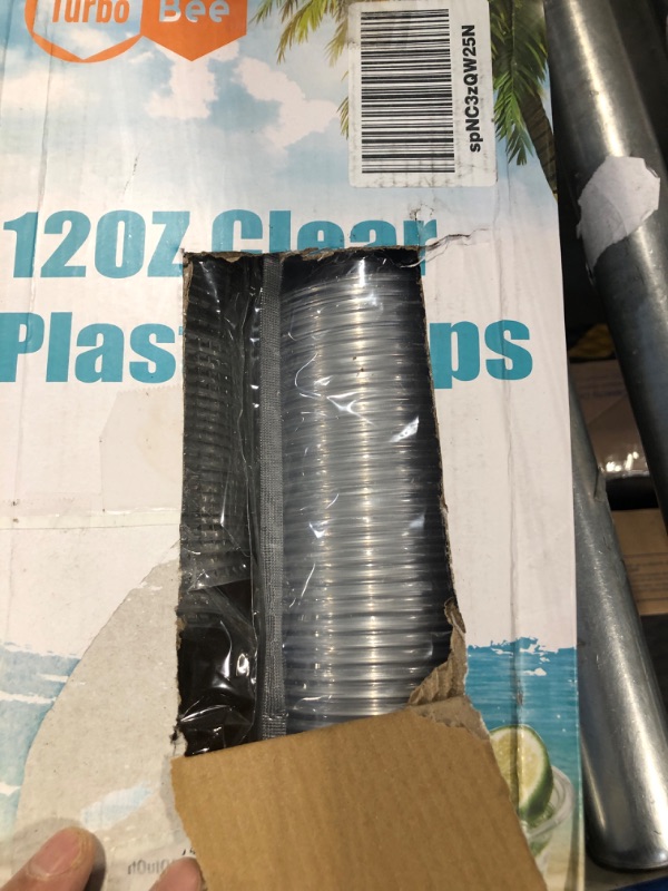 Photo 2 of **USED** Turbo Bee 100Pack 12oz Clear Plastic Cups,Disposable PET Crystal Dringking Cups,Disposable Plastic Party Cups for Ice Coffee, Smoothie, Slurpee, or Any Cold Drinks