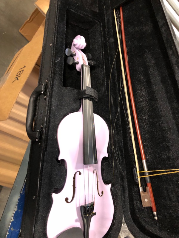 Photo 2 of ADM Acoustic Violin for Kids Beginners, 1/4 Acoustic Violin Fiddle for Teens Students Beginners Violin Starter Kit with with Hard Case, Rosin, Shoulder Rest, Bow, Violin Music Stand and Strings,Purple