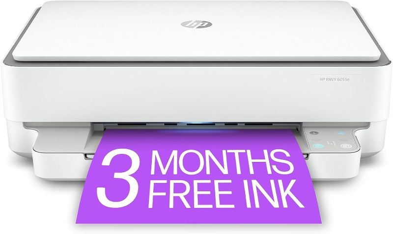 Photo 1 of HP ENVY 6055e Wireless Color All-in-One Printer with 3 Months Free Ink with HP+ (223N1A) (Renewed)
