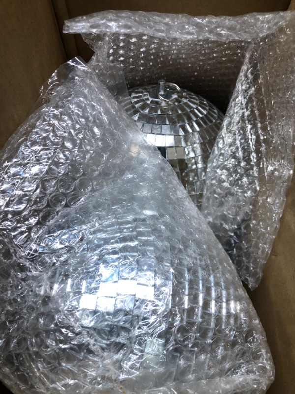 Photo 1 of 4 pack Large Disco Ball Silver Hanging Disco Balls Reflective Mirror Ball Ornament for Party Holiday Wedding Dance and Music Festivals Decor Club Stage Props (12 Inch, 8 Inch, 6 Inch, 4 Inch)