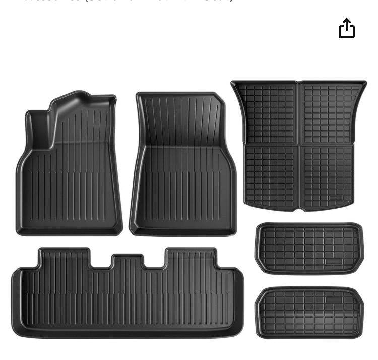 Photo 1 of Maysoo Tesla Model Y Floor Mats, Tesla Model Y 5-Seat 2020-2023 Accessories, All Weather Floor Mat Front Rear Cargo Liner Mat, Heavy Duty Floor Mats (Set of 6) Model Y floor mats (set of 6)