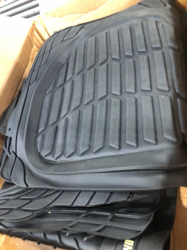 Photo 2 of Motor Trend Original FlexTough Black Rubber Car Floor Mats with Cargo Liner - All Weather Automotive Floor Mats, Heavy Duty Trim to Fit Design, Odorless Floor Liners for Cars Truck Van SUV