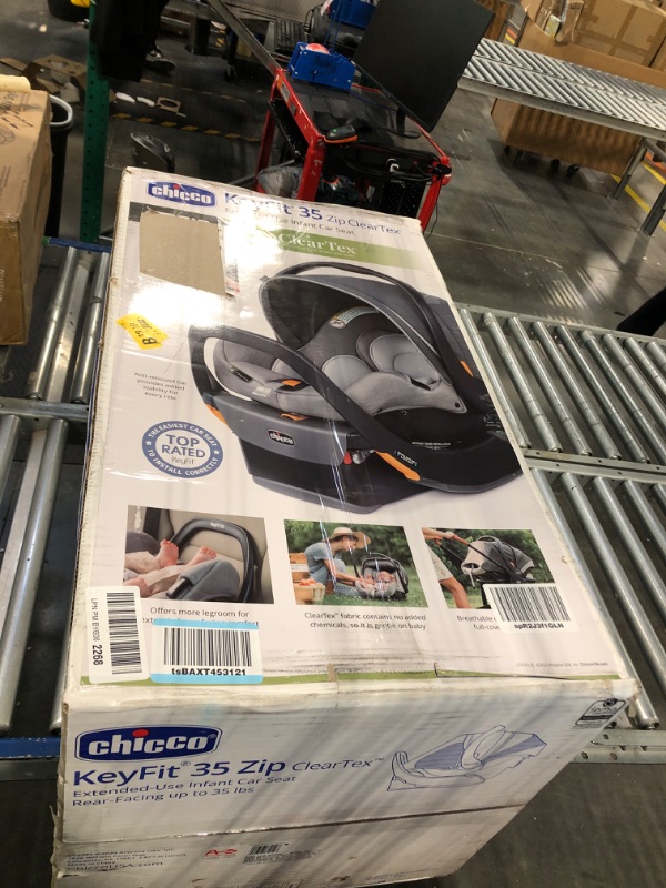 Photo 1 of Chicco KeyFit 35 Zip ClearTex Infant Car Seat and Base - Rear-Facing for 4-35 lbs Infants, With Head/Body Support, Zip Shield, Compatible with Chicco Strollers