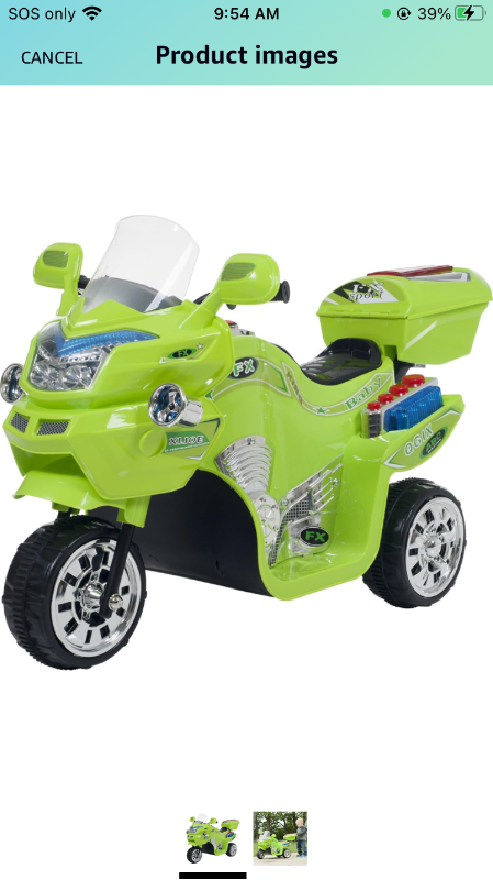 Photo 3 of Lil' Rider Electric Motorcycle for Kids ? 3-Wheel Battery Powered Motorbike for Kids Ages 3-6 ? Fun Decals, Reverse, and Headlights by Lil' Rider (Green)