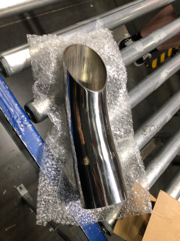 Photo 3 of A-KARCK Turn Down Exhaust Tip 2.25" Inlet, Polished Tailpipe Tip with 2.25" Inlet & Outlet 9" Overall Length, Stainless Steel Structure for High Temperature Resistance Silver 2.25" Inlet