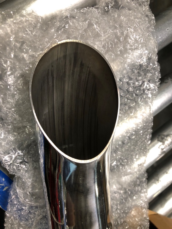 Photo 2 of A-KARCK Turn Down Exhaust Tip 2.25" Inlet, Polished Tailpipe Tip with 2.25" Inlet & Outlet 9" Overall Length, Stainless Steel Structure for High Temperature Resistance Silver 2.25" Inlet