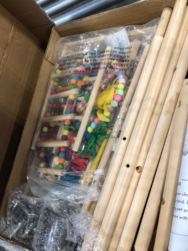 Photo 1 of Large Parrot Playground 4 Layers - Bird Playground Cockatiel Wood Perch Gym Playpen Play Gym Parrot Playstand Bird Perches for Parakeets Lovebirds Conure Cockatoos Finch Budgies