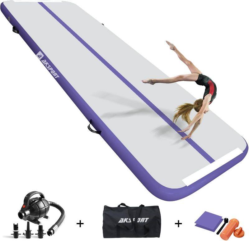 Photo 1 of AKSPORT Gymnastics Air Mat Tumble Track Tumbling Mat Inflatable Floor Mats with Electric Air Pump