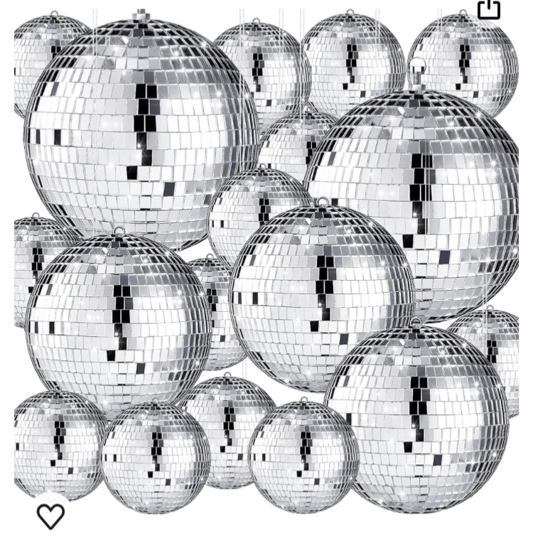 Photo 1 of 17 Pack Large Disco Ball Hanging Disco Ball Small Disco Ball Mirror Disco Balls Decorations for Party Wedding Dance and Music Festivals Decor Club Stage Props DJ Decoration (8, 6, 3.2 Inch)