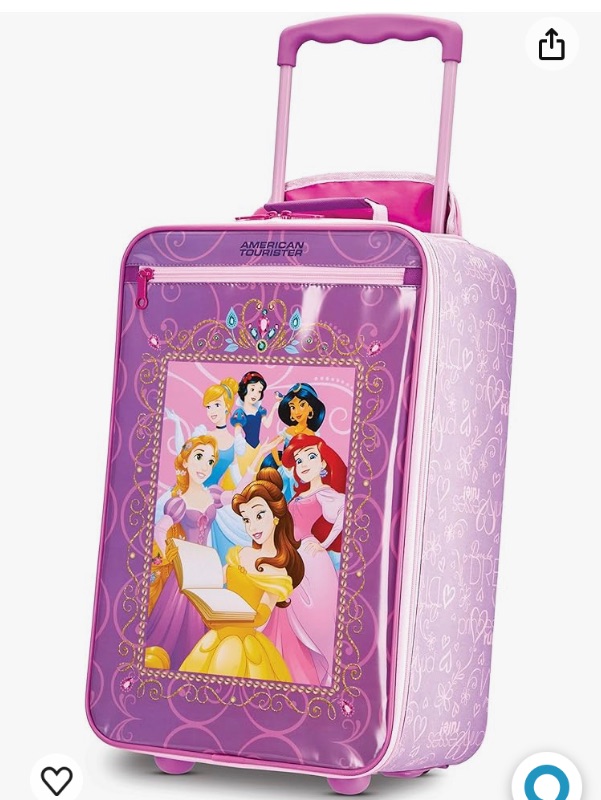 Photo 1 of American Tourister Kids' Disney Softside Upright Luggage,Telescoping Handles, Princess 2, 18"