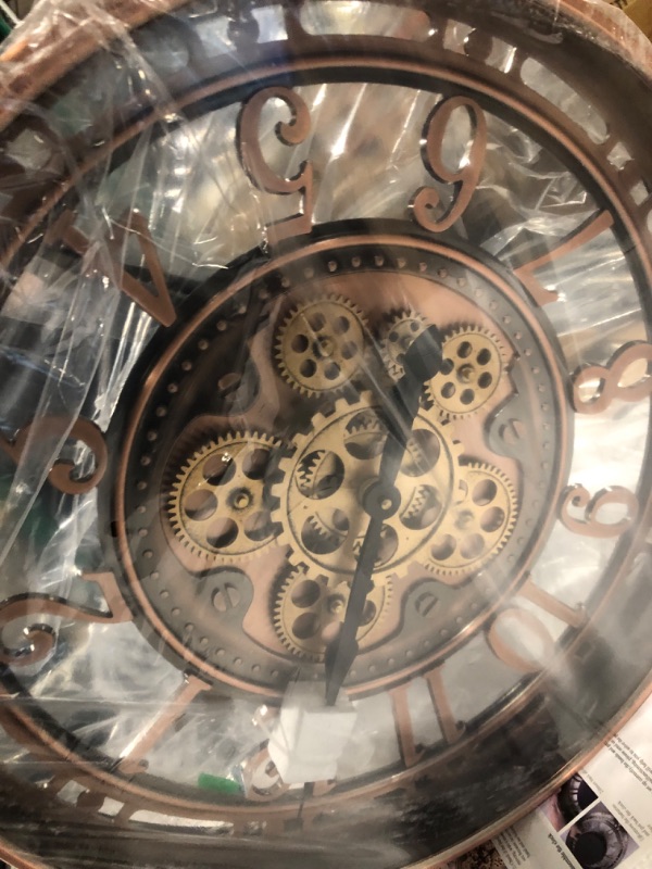 Photo 1 of DORBOKER Real Moving Gears Wall Clock Large Modern Metal Clocks for Living Room Decor, Industrial Steampunk Unique Vintage Rustic Decorative Clock for Home Farmhouse Office, 21 Inch Red Copper Arabic Red Copper Arabic 21 Inch