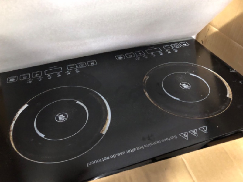 Photo 2 of **USED** 24 inch 2 Burners Electric Ceramic Cooktop, 110V 2400W Electric Ceramic Cooktop with 2 Cooktops Touch-Adjustable Control LED Touch Screen Portable Electric Ceramic Cooktop for Cooking
