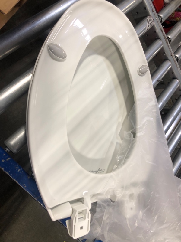 Photo 3 of MAYFAIR 18100SL 000 Collins Slow Close Plastic Toilet Seat that will Never Loosen, with Super Grip Bumpers, ELONGATED, Long Lasting Solid Plastic, White Elongated Toilet Seat