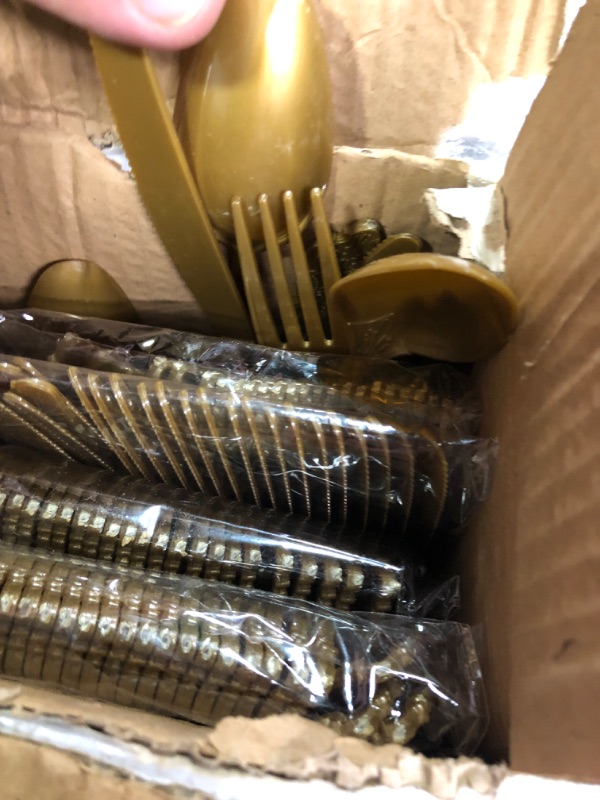 Photo 1 of **New Open**Antique Gold Cutlery for Wedding, Forks, Knives, Spoons (Serves 50, 150 Pack)