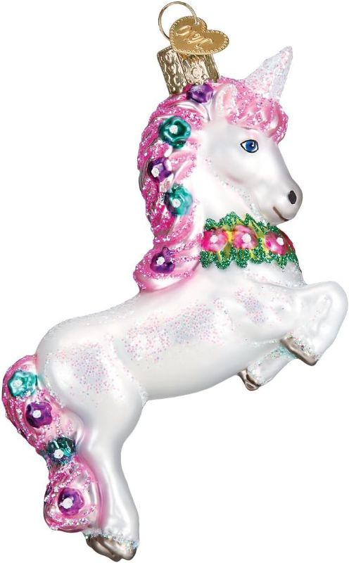 Photo 1 of **new open**Old World Christmas Glass Blown Ornament Prancing Unicorn