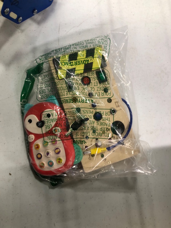 Photo 2 of Busy Board Toddler Montessori Toy: Wooden Busy Board for 1 2 3 4 Year Old Toddlers - Baby Phone Toy & Light Switch Toys with 15 LED Lights & 8 Buttons - Sensory Button Board Travel Busy Fidget Board