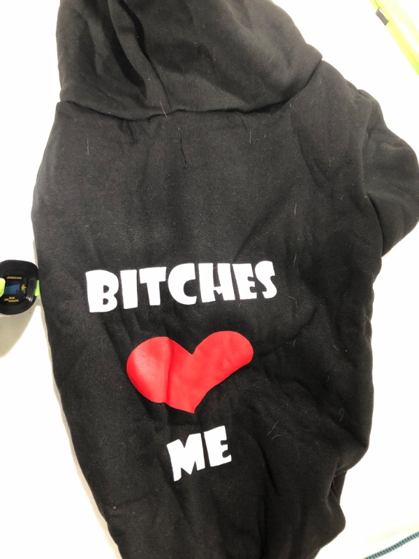 Photo 1 of EXPAWLORER Dog Hoodies- Fall Soft and Warm Dog Sweatshirt with Leash Hole, Winter Autumn Fleece Pet Clothes with Bitches Love ME Print for Puppy,Cat, Small Medium Large Dogs