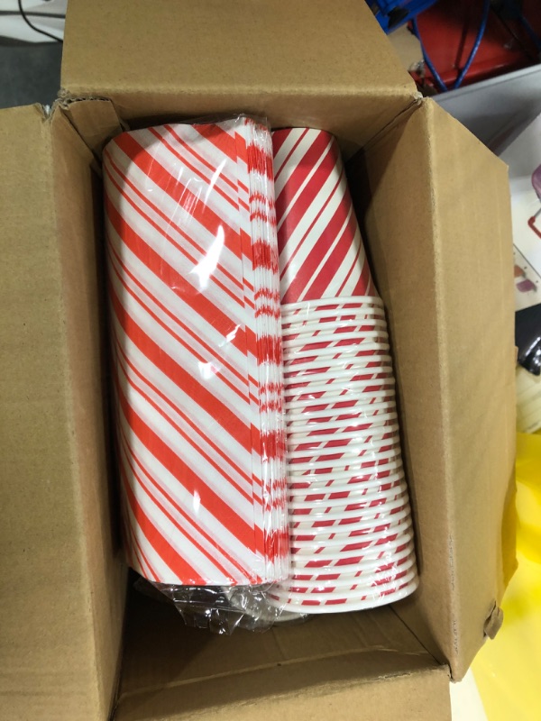 Photo 1 of Christmas Candy Cane Party Plates Supplies,Christmas Disposable Tableware Peppermint Swirl Red Green Paper Plate Napkins Cup Knives Spoon Fork for New Year Christmas Holiday Party Decorations Serve 25 Serve 25 Guests