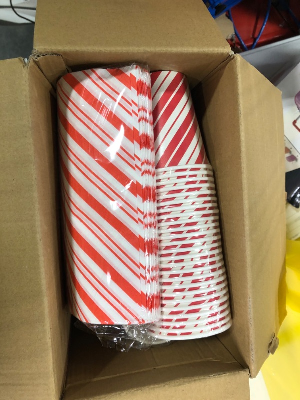 Photo 3 of Christmas Candy Cane Party Plates Supplies,Christmas Disposable Tableware Peppermint Swirl Red Green Paper Plate Napkins Cup Knives Spoon Fork for New Year Christmas Holiday Party Decorations Serve 25 Serve 25 Guests